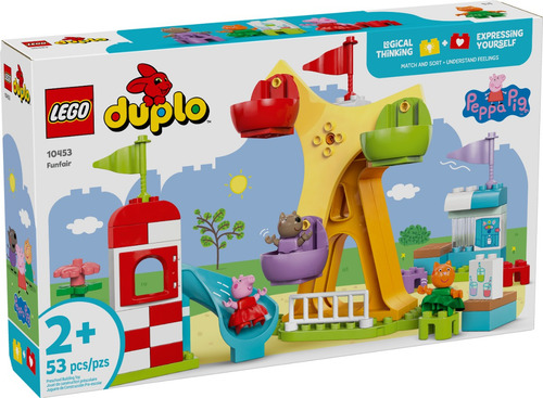 LEGO® DUPLO® Peppa Pig Feria Parque de Diversiones 10453; juguete para bebés 2+; incluye 3 figuras de la serie Peppa Pig