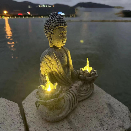 Estatua De Buda Meditación Solar Solar Solar Relig