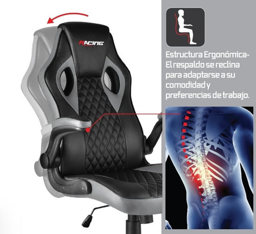 Silla Ejecutiva Essential Racing Gris - Bergner