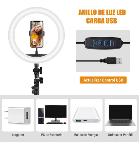 Lámpara De Maquillaje Anillo De Luz Led + Trípode