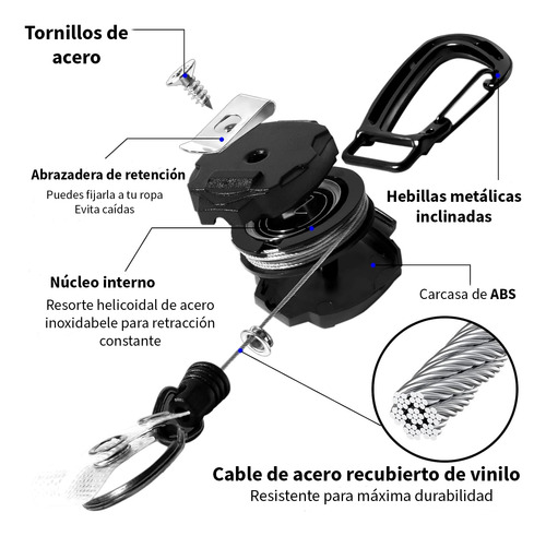 Timotech Set De 2 Llaveros Con Mosquetón De Acero De 32 In