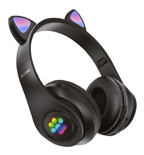 Auriculares Bluetooth Inalámbricos Huellitas Gatito Color Negro