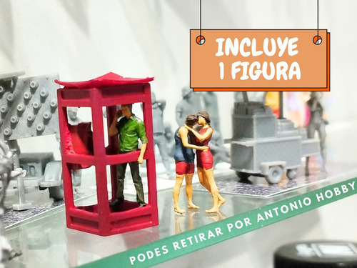 Cabina Telefono Esc Ho 1/87 Adorno Ferromodelismo Con Figura