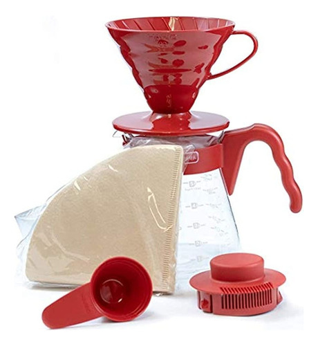 Hario V60 Pour Over Coffee Starter Kit Talla 02 Rojo