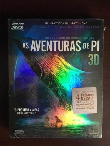 Blu Ray 3d +2d + Dvd As Aventuras De Pi Lacrado