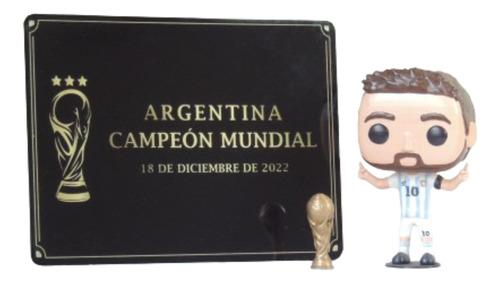 Muñeco Messi Style Funk3d + Chapa Personalizada Qatar 2022