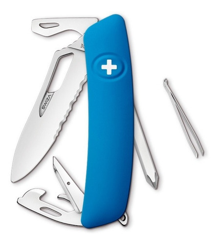 Navaja Single Hand Sh04 Tr Acero C/12 Funciones Azul Swiza