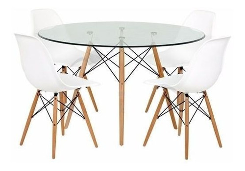 Juego De Mesa Y Sillas Modelo Eames Mesa De Vidrio 120cm