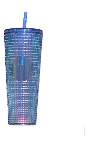 Botella / Vaso Plastico Con Sorbete Glam 680ml Full Color Azul