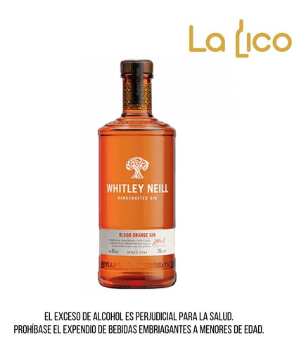 Ginebra Whitley Neill Gin Blood Orange - mL a $223