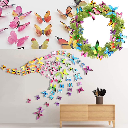 Calcomanías De Pared De Mariposas 60 Pegatinas 3d Para Dec