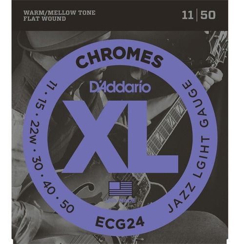 Encordado Daddario Ecg24 Chrome Flatwound Jazz Light 011-050