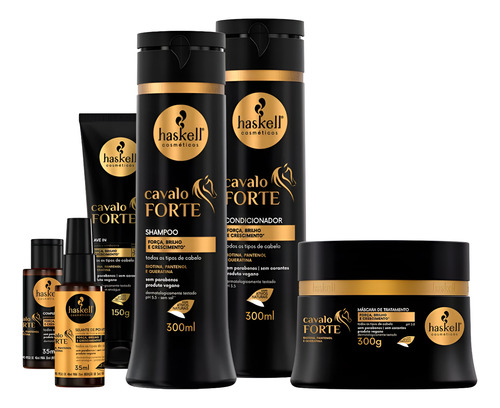Kit Haskell Cavalo Forte Sh Cond Máscara P 6 Itens Completo