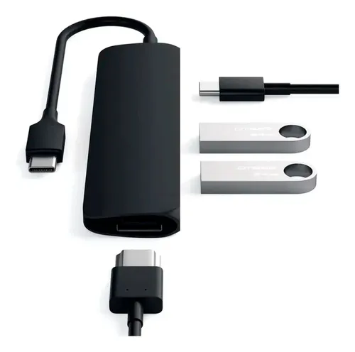 Hub Adaptador Slim Usb-c Usb-a *2 / Hdmi 4k/ Usb-c Negro Pp