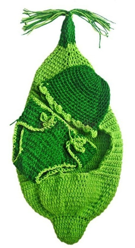 Imagem 2 de 5 de Conjunto Newborn Croche Vagem Ervilha Verde - Casulo Rede