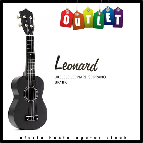 Ukelele Soprano Leonard Color Negro Ukelele Outlet 75 (Reacondicionado)