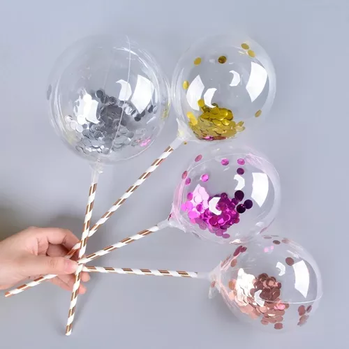 30 Mini Balão De Número Para Topo De Bolo + 30 Mini Varetas