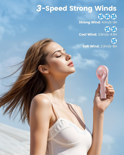 Ventilador De Mano Rosa Recargable Usb Mini