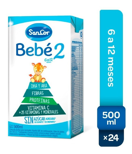 Sancor Bebe 2 Leche Líquida Nut. Comp. 500ml X 24 Unidades