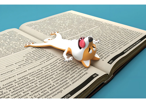 Marcador de página para libro de dibujos animados con animales en 3D, color perro