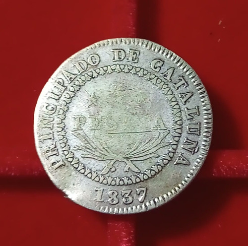 Moneda España Principado  Cataluña 1 Peseta Plata 1837 Fine 