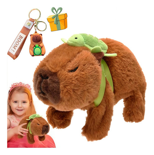 Boneca Capivara De Pelúcia Elétrica Com Mochila, 2 Peças
