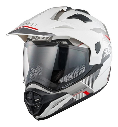 Capacete para moto  motocross X11  Crossover X3  branco e vermelho tamanho 62 