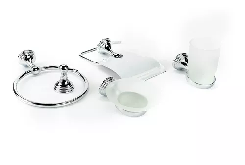 Set Kit Accesorios Baño Juego 5 Pzas Metal Cromado Casal