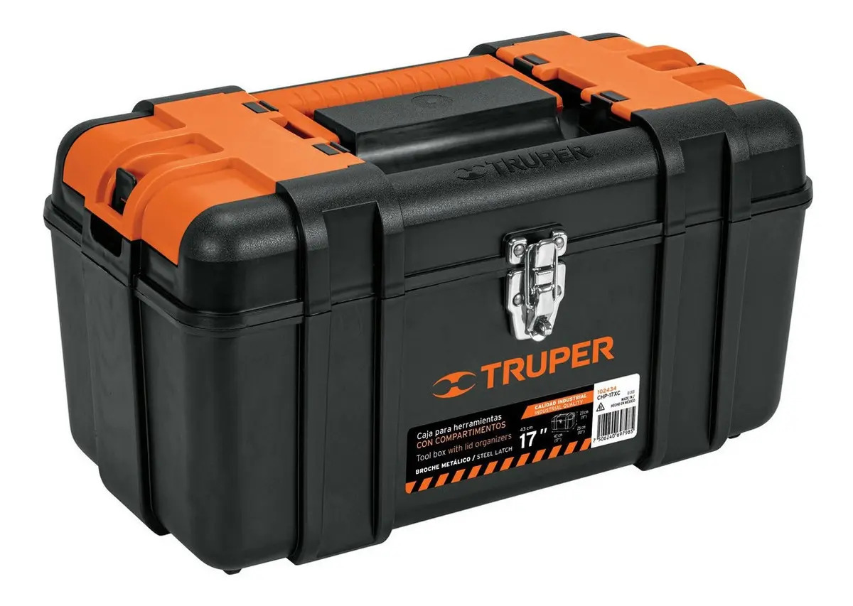 Caja Para Herramienta 17'' Con Compartimentos Truper 102434 Color Negro
