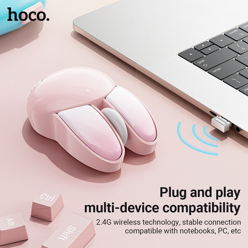 Mouse Sem Fio Hoco, Colorido, Pretty Rabbit, Silencioso,