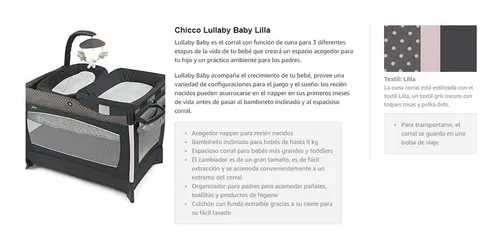 Cuna Corral Portátil Chicco Lullaby para Bebés