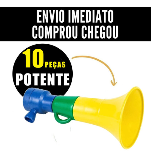 10 Corneta Vuvuzela Grande Apito Buzina Copa Brasil Torcida