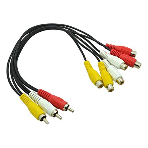 Cables Rca - 3 Rca Male Jack To 6 Rca Female Plugs Av Splitt