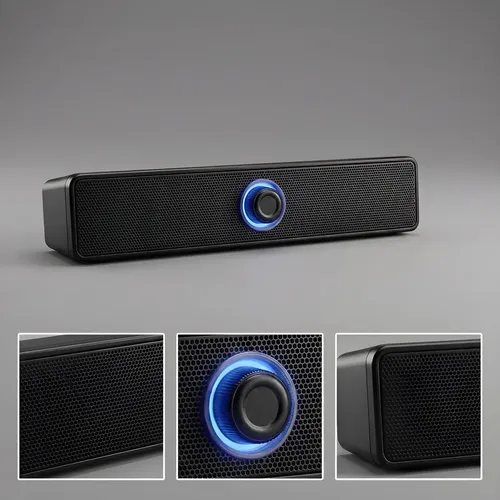 Soundbar 32 Cm Para Pc Caixa Barra De Som Slim Audio Speaker Preto