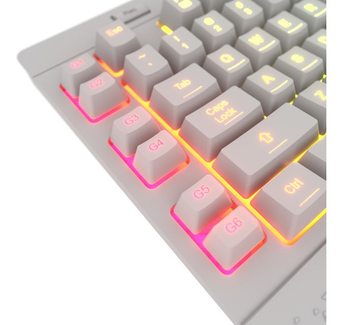 Imagen 4 de 6 de Teclado Gamer Redragon Shiva K512w Rgb Qwerty Español Latinoamérica Color Blanco Con Luz Rgb
