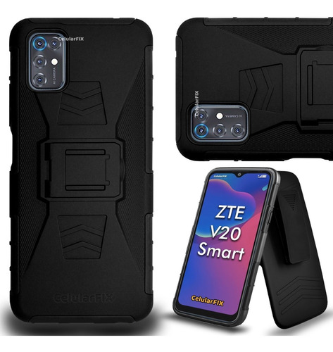 Funda Protector P/ Zte V20 Smart, Uso Rudo Con Clip