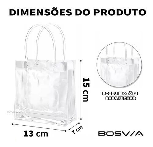 50 Bolsas De Regalo Fiestas Con Asa Transparente De 13 X 15