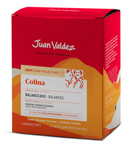 Café Juan Valdez Drip Colina Molido Con Filtro 50g