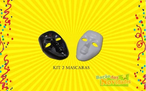 Kit 2 Máscaras Teatro Carnaval Fantasia Branco E Preto