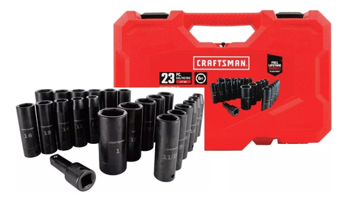 Craftsman Dados De Impacto, Metricos/standar, 1/2-     23 Pz