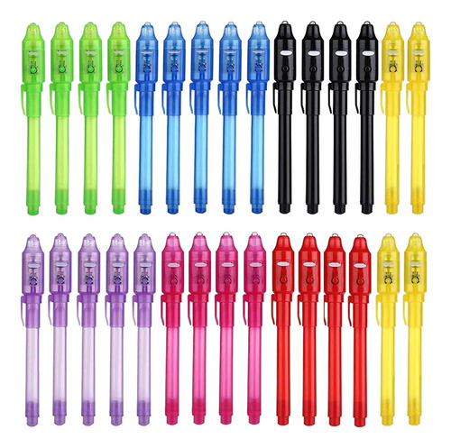 30 Bolígrafos De Tinta Invisible Con Luz Ultravioleta Para R