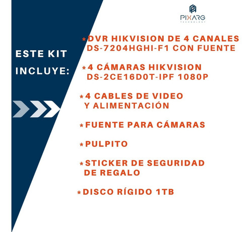 Imagen 2 de 6 de Kit 4 Camaras 2mpx 1080p Hikvision + Dvr 4 Canales + Disco