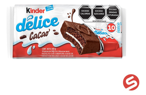 Kinder Delice Pastelito Chocolate Leche Con 10 Pz Con 39g Cu