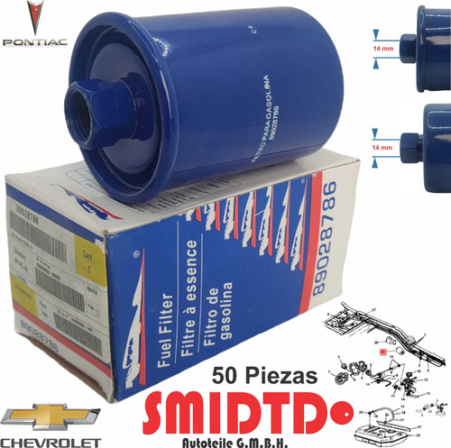 50 Filtros De Gasolina Chevrolet Avalanche 2500 8.1l 02-03
