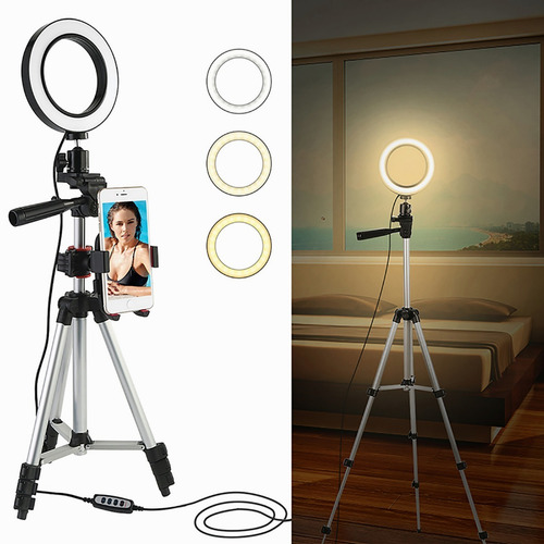 Imagen 9 de 10 de Anillo De Luz De 5,7 Pulgadas Con Soporte Para Trípode