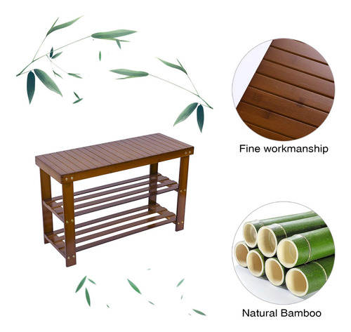 Shoe Rack Bench C&ahome, Organizador De Zapatos De Bambú De