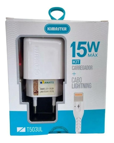 Carregador E Cabo Para iPhone Kimaster T503ul 15w Cor Branco