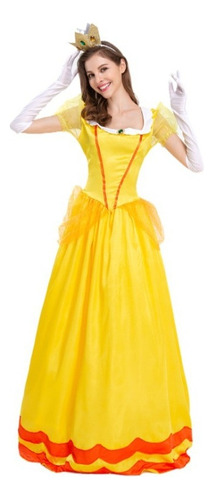 Super Mario Daisy Princesa Vestido Amarillo Disfraz Cosplay