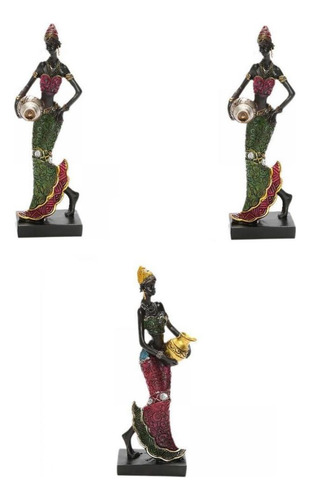 3 Uds Estatuilla Africana Tribal Señora Coleccionable Para