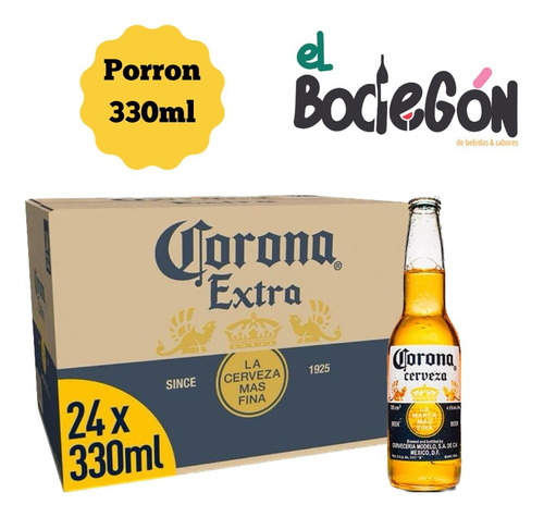 Cerveza Corona Porron 330 Ml.  X 24 Unidades